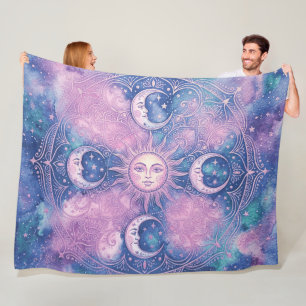Hemelse Zon & Maan Mandala Melkweg Nevel Fleece Deken
