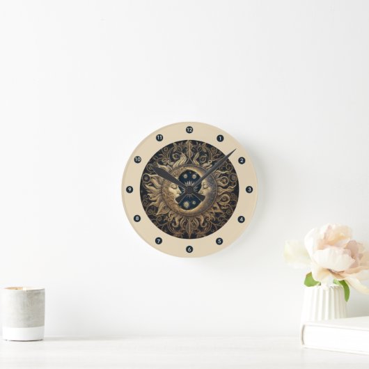 Hemelse Zon Maan Muur Klok (Huis)