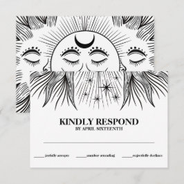 Hemelse Zon Maan Sterren Boho Handfasting RSVP Informatiekaartje