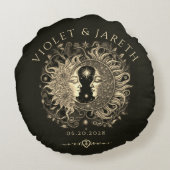 Hemelse Zon Maan Sterren Bruiloft Rond Kussen (Achterkant)