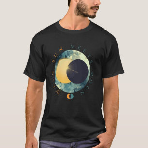 Hemelse Zon Ontmoet Maan Fasen Kosmische Ruimte As T-shirt