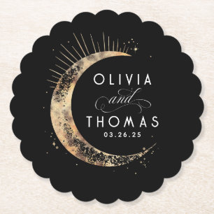 Hemelse Zwart-Gouden Mystieke Huwelijk Kartonnen Onderzetters