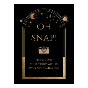 Hemelse Zwarte Gouden Zon Maan Sterren Oh Snap Perfect Poster