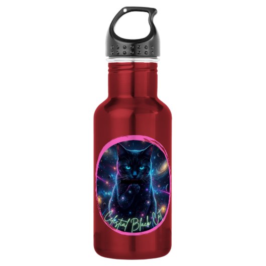 Hemelse Zwarte Kat Waterfles (Voorkant)