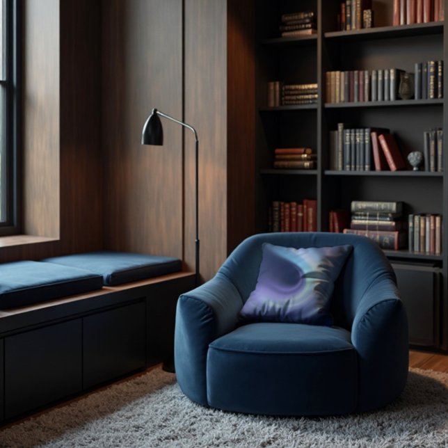 hemelsluier kussen (Luminous Aurora Pillow. Serene cosmic swirl for a modern, sophisticated reading nook.)