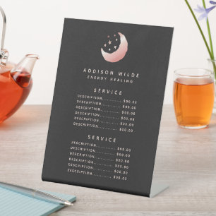 Hemelsroze Gouden Halvemaan Service Prijs Reclamebord Met Voetstuk