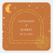 hemelsterren maan bruiloft servetten vierkante sticker (Voorkant)
