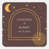 hemelsterren maan bruiloft servetten vierkante sticker (Voorkant)