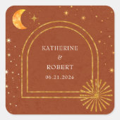 hemelsterren maan bruiloft servetten vierkante sticker (Voorkant)