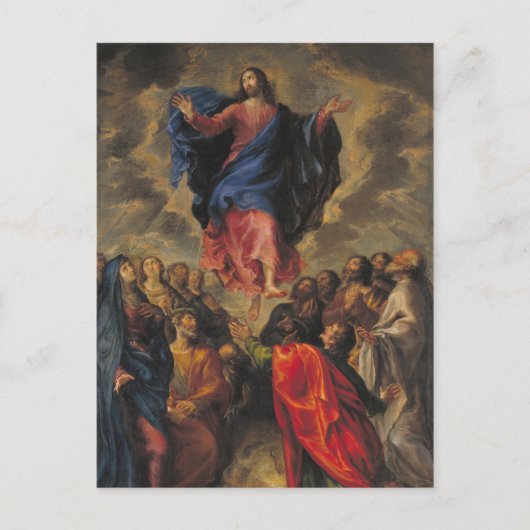 Hemelvaart boven de menigte feestdagenkaart (Voorkant)