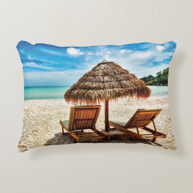 Hemelwolf op beach throw pillow accent kussen (Voorkant)