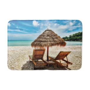 Hemelwolf op beach throw pillow badmat