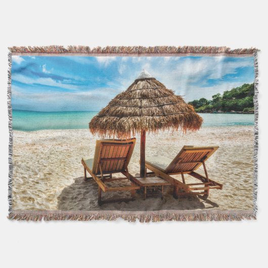 Hemelwolf op beach throw pillow deken (Voorkant)