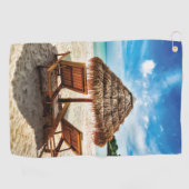 Hemelwolf op beach throw pillow golfhanddoek (Horizontaal)