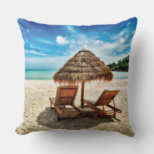 Hemelwolf op beach throw pillow kussen