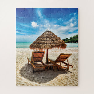 Hemelwolf op beach throw pillow legpuzzel