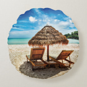 Hemelwolf op beach throw pillow rond kussen