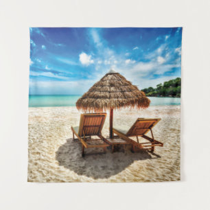 Hemelwolf op beach throw pillow wandkleed