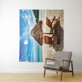 Hemelwolf op beach throw pillow wandkleed (In situ)