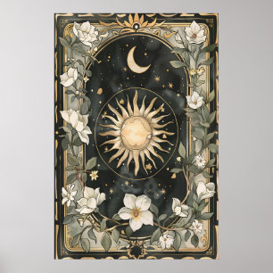 Hemelzon en Maan Kunstprint Botanisch Poster