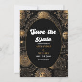 Hemelzwart Gouden Bruiloft Save The Date (Voorkant)