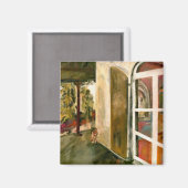 Hemingway Porch Kat schilderij Magnet Magneet (Voorkant / Achterkant)