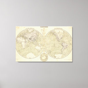 Hemisphere Atlas Map Canvas Afdruk