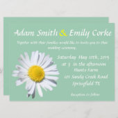Hemlock Green Daisy Wedding Invitation Kaart (Voorkant / Achterkant)