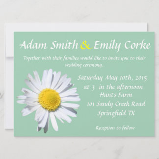 Hemlock Green Daisy Wedding Invitation Kaart