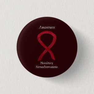 Hemochromatose bewustzijn Ribbon Pin Ronde Button 3,2 Cm