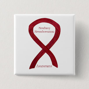 Hemochromatose bewustzijn Ribbon Pin Vierkante Button 5,1 Cm