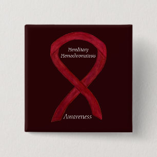 Hemochromatose bewustzijn Ribbon Pin Vierkante Button 5,1 Cm