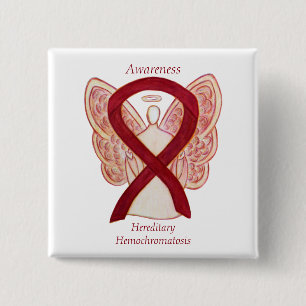 Hemochromatose bewustzijn Ribbon Pin Vierkante Button 5,1 Cm