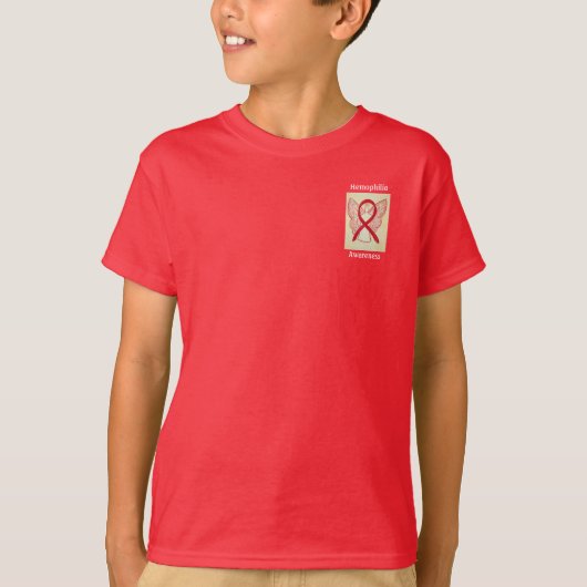 Hemofilie Bewustmaking Red Ribbon Angel T-shirt (Voorkant)