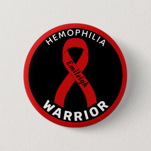 Hemofilie Warrior Ribbon Black Button