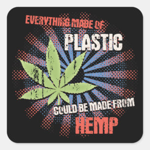 Hemp Plastic Vierkante Sticker