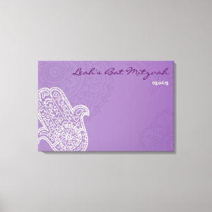 Hemsa Canvas Bat Mitzvah Inloggen Board-paarse Afdruk