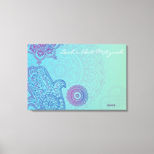 Hemsa Canvas Bat Mitzvah Sign-In Memory Board (Voorkant)