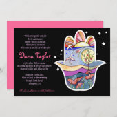 Hemsa Jewish Baby Naming Invitation Hébreu (Devant / Derrière)