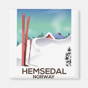 Hemsedal Norway Ski reisposter Magneet