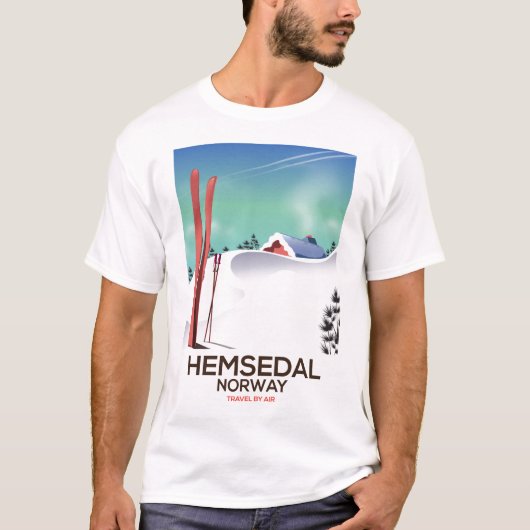 Hemsedal Norway Ski reisposter T-shirt (Voorkant)