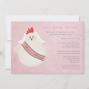Hen Bachelorette Night Party Illustrated Invite Kaart