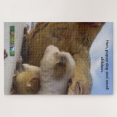 Hen, chien chiot ​ ​ et petit puzzle de poulet. (Horizontal)