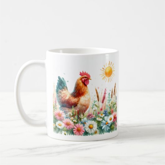 Hen d'aquarelle de printemps - Mug d'enfant (Gauche)