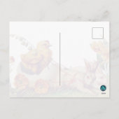  Hen en Bunny Carriage Pasen Feestdagenkaart (Achterkant)