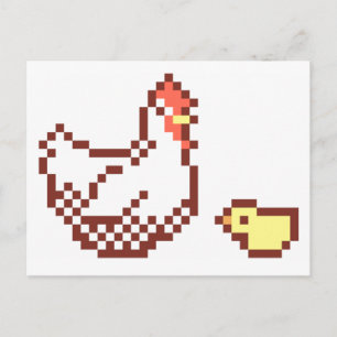 Hen en en Chick Pixel Art Briefkaart