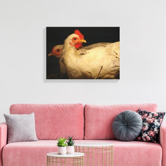 Hen en en Rooster Canvas Afdruk (Insitu (Woonkamer))