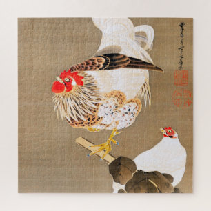 Hen en en Rooster met Grapevine van Ito Jakuchu Legpuzzel