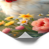 Hen in bloemen digitaal poster (Hoek)