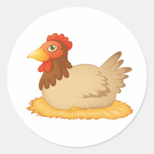 Hen Laying on Eggs Stickers